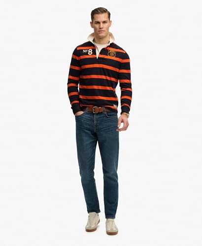 Polo manches longues double emblème à rayures Superdry Rugby - vue 5