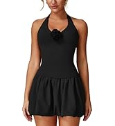 ABOCIW Women's 2 Piece Tennis Dress Halter Workout Tank Top Bubble Skorts Skirt Set Athletic Golf...