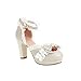 Kobiety Blokowe Obuwie Obuwie Wygodne Buty sądowe Damskie Stylowe Szpilki Damskie Wedding Buty Ślubne Party Pracy Prom Prom Pom Pompy (Color : Beige, Size : 36)