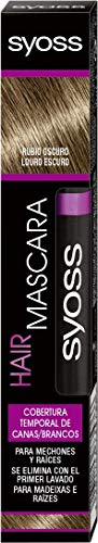 SYOSS Hair Mascara (16 ml), Cepillo cubre canas para mechones y raíces, retoca raíces instantáneo, máscara para coloración temporal, tono rubio oscuro