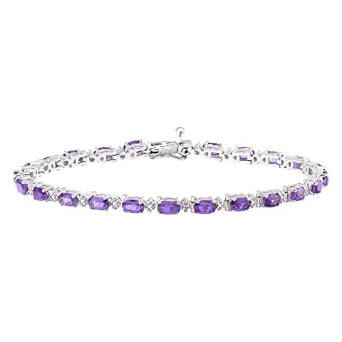 Sterling Silver Amethyst and Diamond Accent Tennis Bracelet Cover