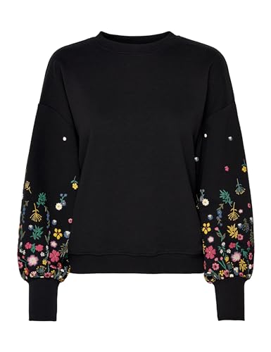S, Black/Print:sleeve Fall Flower