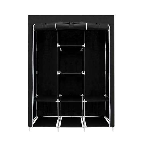 Closet Organizador de Ropa Armario Minimalista, Armable y Portátil Color Negro | Cuenta con Amplio Espacio de Almacenamiento y Espacio para Colgar Ropa | Fácil de Armar