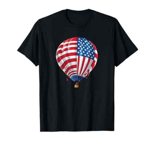 熱気球 アメリカ国旗 7月4日 熱気球 Tシャツのサムネイル