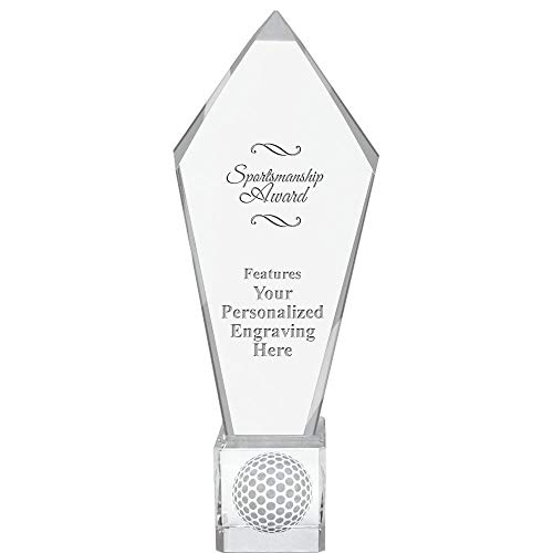 Crown Awards 11" Personalized Sportsmanship Award Ace Golf Crystal Trophy, Real Crystal Sportsmanship Award Award, Engraving Included, Prime