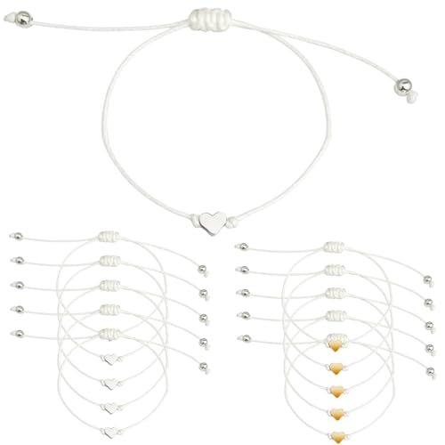 DIFLAX 10 Piezas Pulsera de Amistad Corazón Heart Banda Textil Ajustable con...