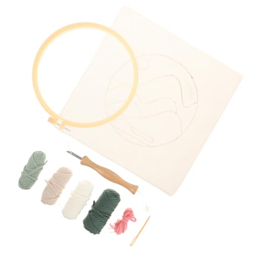 OSALADI 1 Set Punch Needle Craft Making Kit DIY Materials with Frame Yarn and Pen for Easy Embroidery Projects for Beginners and Craft Enthusiasts