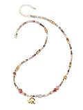 JSDDE Damen Kette mit Elegant Anhänger Bunte Perlenkette Edelsteine Kette Strand Halskette Glückskette Boho Stil Schmuck spirituelle Geschenke