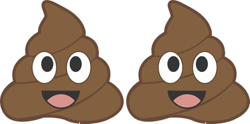 Image of StickerTalk Smiling Face Poop Emoji Vinyl Stickers, 1 Sheet of 2 Stickers, 3 inches by 3 inches Each