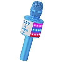 BONAOK Karaoke Microphone for Kids & Adults - Bluetooth Singing Mic with Disco Lights, Echo Effect, Built-in Speaker Portable for Party Travel Gifts Multipurpose Condenser Microphone Q78