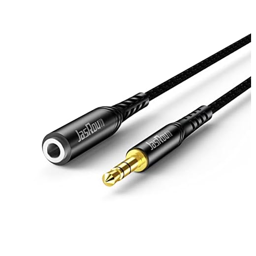 JasRoum 3.5mm Extension Cable, Headphone Extender Cord 6 FT Male to Female 3.5 mm Aux Headset Extension Audio Cables for Earphone iPhone iPad Smartphone Tablets Media Players