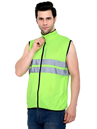 Image of Reflective Cycling Jacket Windproof Bike Jacket Coat for Running Hiking Walking Night Jacket with reflective strips for safety