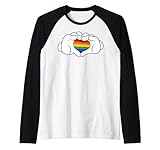 Disney Mickey And Friends Pride Mickey Gloves Rainbow Heart Raglan Baseball Tee