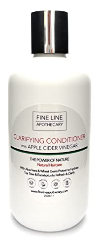 99% Naturel - APRÈS-SHAMPOING CLARIFIANT - VINAIGRE DE CIDRE DE POMME, COCO, ARBRE A THÈ & EUCALYPTUS - 250ml de Fine Line Apothecary. Sans Sulfates ni Parabènes, Sans Silicone. pH5.5 Peaux Sensibles Cover