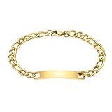 PERSONNALISATION: Bracelets gourmettes élégants en acier inoxydable avec plaque d'identification pour gravure personnalisée