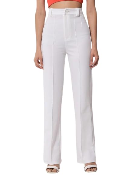 Azorte Clothing Cotton Blend Bootcut Parallel Trouser Pants for Women Regular Fit, Bellbottom Straight Pants for Womens-image-47