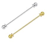 2PCS Men's Collar Pin Bar Set with Brass Ball Tie Clips Shirt Collar Stay Brooch Pins for Wedding Business Gold Silver