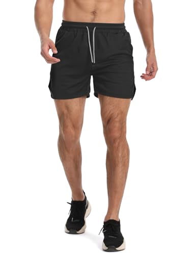Aolesy Men's Gym Workout Shorts 5"/7"/10" Lightweight Bodybuilding Athletic Shorts Running Training with Zip Pockets