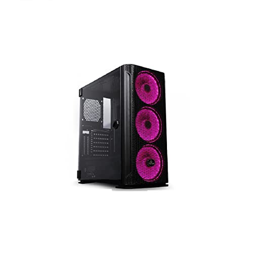 YEYIAN Caja para PC Gaming Hollow 2500 (ITX, Micro ATX, ATX,EATX, Cristal Templado, Malla, Incluye 3 Ventiladores ARGB, 3...