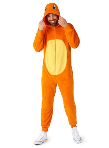 Opposuits Adult Unisex Charmander Onesie - Pokémon One-piece Pajamas - Loose Fit - Including Pockets - Orange