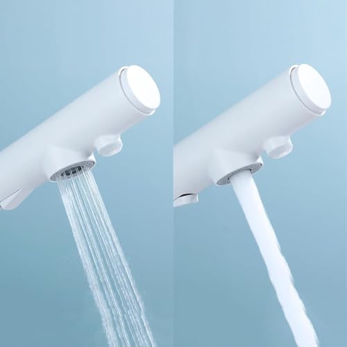 Robinet eau potable double sortie à poignée unique et douchette blanche
