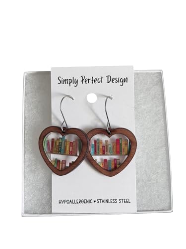 Simply Perfect Design - Unique Book Lover Earrings: Heart Shape