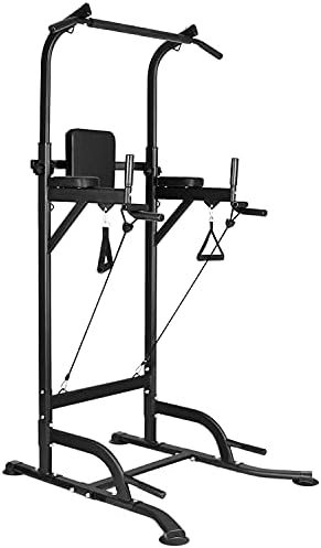Bigzzia Multi Pull Up Bar Dip Station Height Adjustable Power Tower Exercise Equipment Fitness Workout Station for Home Gym