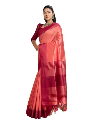 Laavaan Women's Cotton Silk Ethnic Saree With Unstitched Blouse Piece (amaya-maroon-re)