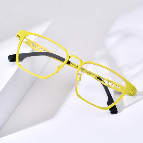 Image of FONEX Pure Titanium Glasses Frame Men Square Magnet Clip On Eyeglasses with Polarized Lens