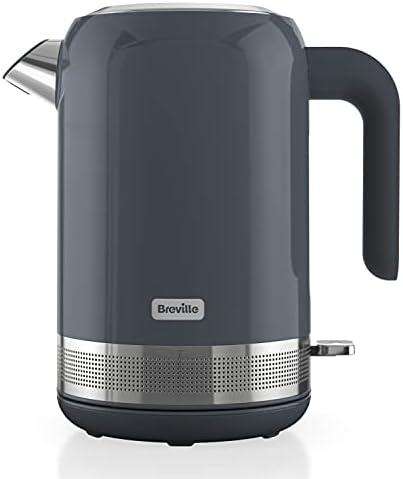 Breville High Gloss Electric Kettle | 1.7 Litre | 3kW Fast Boil | Grey Plastic with stainless steel accents[VKT154]
