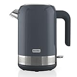 Breville Elektrischer Hochglanz-Wasserkocher | 1,7 Liter | 3 kW schnell kochen | Grau und Edelstahl...