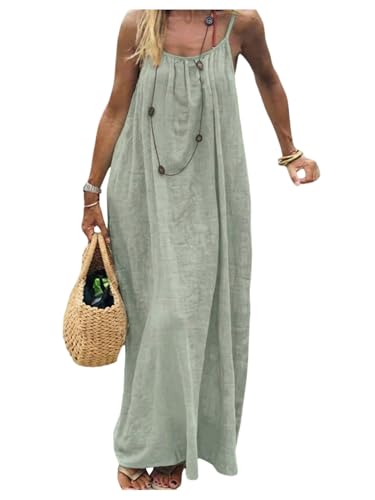 Image of MakeMeChic Women's Summer Flowy Maxi Dresses Vacation Spaghetti Strap Sleeveless Backless Dress