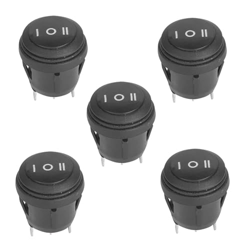 Interruttore a Bilanciere per Barca 3 Posizioni ON off ON, Interruttore Rotondo a Scatto Nero 3 Pin 10A 125V 6A 250V, Set da 5 Pezzi per Elettrico Nautico
