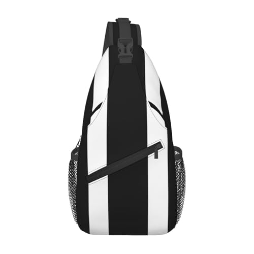 Bolso cruzado de pecho para hombre estilo banda diagonal negro y blanco miniatura 1