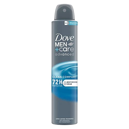 Dove Men+Care Advanced Clean Comfort Déodorant anti-transpirant en aérosol avec technologie triple action pour 72 h de protection contre la transpiration et les odeurs 200 ml