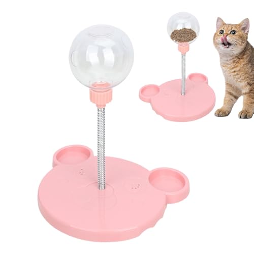 猫 餌漏れ ボール、 猫 おやつおもちゃ、 インタラクティブなスローフィーダーボールキャットパズルおもちゃを処理| 早食い防止 留守番 おもちゃ、 猫 遊び道具 用品、 猫、子犬、小さな犬、子猫用