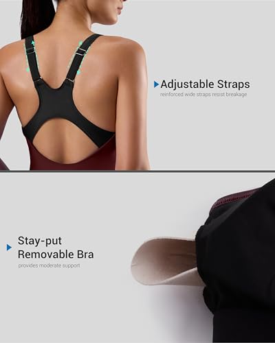 Image of G Gradual Women's Athletic One Piece Swimsuit with Adjustable Straps Competitive Racerback Modest Bathing Suit for Women