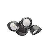 Lithonia Lighting OLF 3RH 40K 120 PE DDB M4 LED Security Floodlight, 3 Heads, Round, Dark Bronze