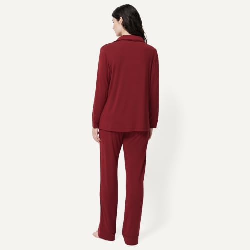 Image of Amazon Essentials x Sofia Grainge Women's Stretch Modal Long-Sleeve Button-Front Top and Full-Length Bottom Pajama Set
