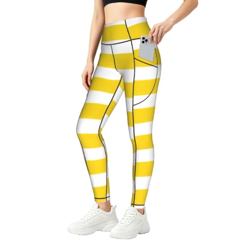 Pantalon de yoga ample femme pantalon fluide rayures jaunes Lemon Zest léger
