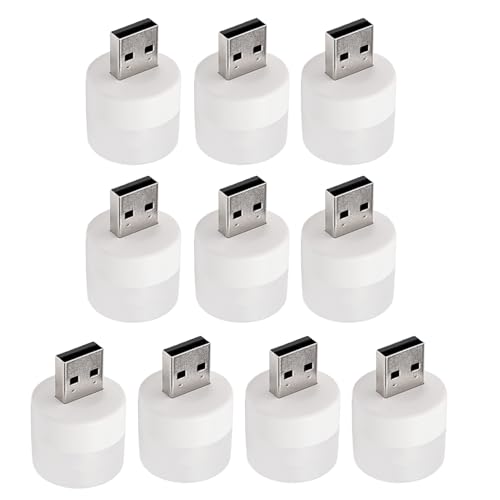 Mivceklw Luz nocturna USB, paquete de 10 lámparas USB | Lámpara circular de ahorro de energía para conectar y utilizar para la habitación, la noche, el ordenador, la lectura y el camping