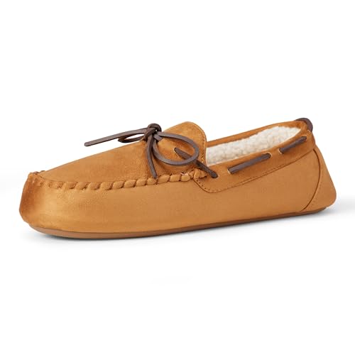 Amazon Essentials Women's Moccasin Slippers, Tan, 8