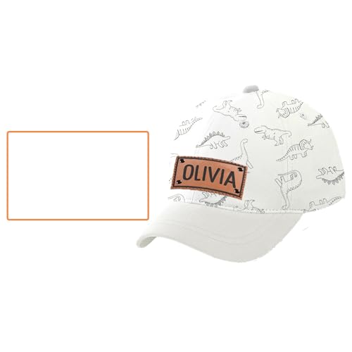 Custom Toddler Baby Hats,Personalized Kids Baseball Caps with Leather Label Name,Adjustable Snapback Dinosaur Print Hats4