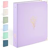 Aesthetic 3 Ring Binder, Sooez Cute 1 Inch Binders with Gold Foil & Metal Corners, Three Ring Recipe Binder with Pocket, Fits Letter Sized Paper for Women School Home Office Supplies, Letter Size