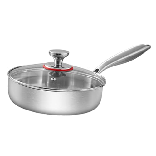 KiBcsLic Sartén versátil de Acero Inoxidable con Tapa de Vidrio, Adecuada para cocinas Interiores y Exteriores, Diámetro 20 cm