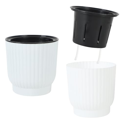 AllBright 給水プランター 自動給水 植木鉢 花鉢 おしゃれ 室内 給水ひも付き プラスチック 園芸 6個セット (Lサイズ)