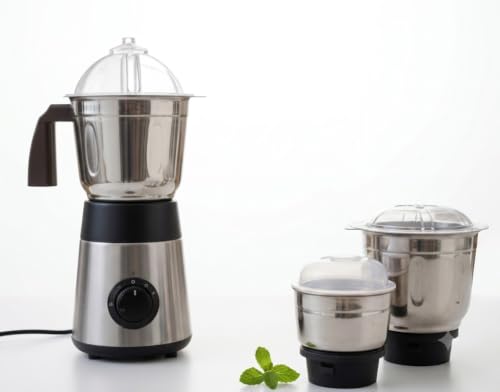 Image of Mixer Grinder Set with 3 Stainless Steel Jars - Multi-Purpose Kitchen Appliance for Efficient Food Processing and Blending