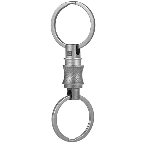BANG TI Titanium Quick Release Keychain, Retractable Key Chain Detachable Keychain Clip，Pull Apart Key Rings for Men Women (S Shape) with 2 rings