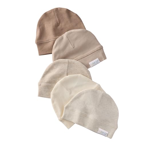 Image of Butterblu Charlie 5-Pack Caps 100% Organic Cotton Beanie Hats for Newborn and Baby Girls, Boys, Unisex