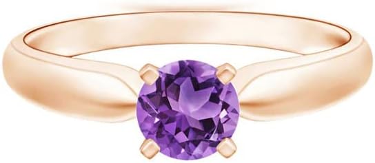 Stackable Round Amethyst 0.40 Ctw Natural Gemstone Birthstone 925 Sterling Silver Women Anniversary Ring Jewelry